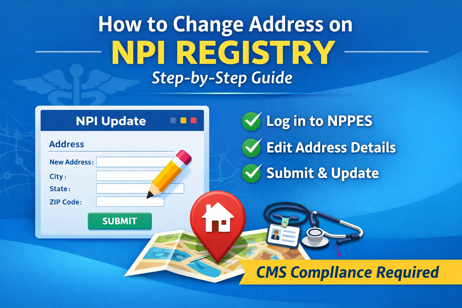 Screen showing how to change address on NPI Registry in NPPES portal